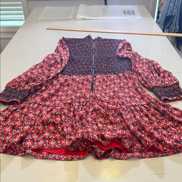 Alice + Olivia Elvira Smocked Mock Neck Mini Dress Size 10 - Picture 14 of 16